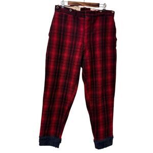 vintage Herritage 1940s Woolrich Red Wool Plaid Hunting Pants, 33 x 26 Classic